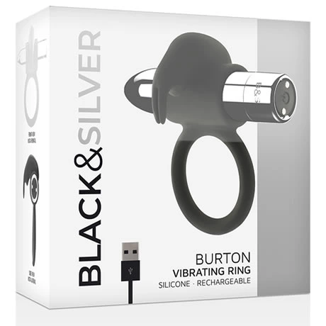 anillo vibrador recargable 10 tipos vibracion blacksilver - detalle 2