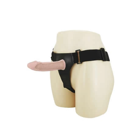 Arnes con dildo hueco y vibracion 155 x 42 cm natural