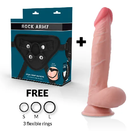 arnés con dildo realista 24 cm rock army