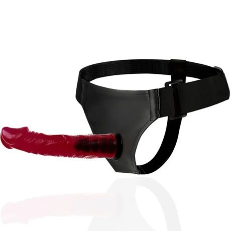 arnés con dildo realista color rojo brant 19 cm