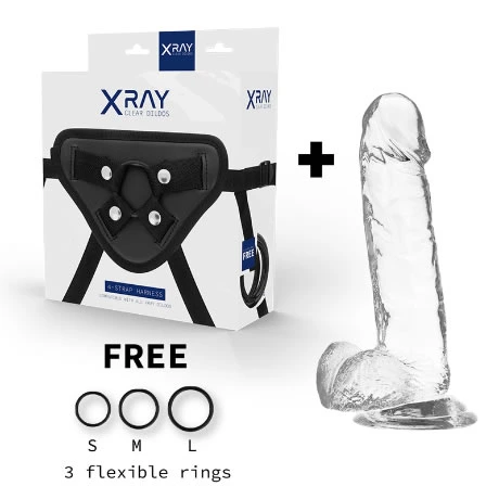arnes con dildo realista transparente 20cm - detalle 2