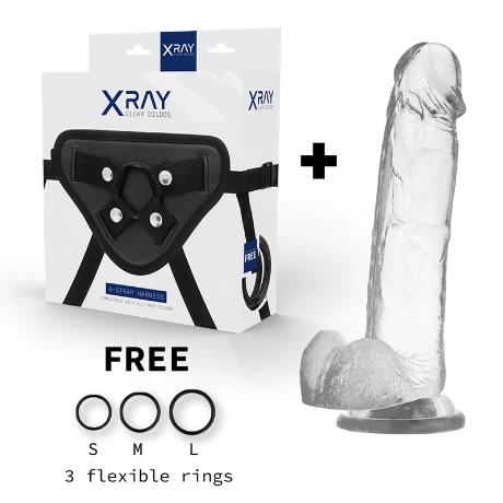 arnes con dildo realista transparente 22cm - detalle 2