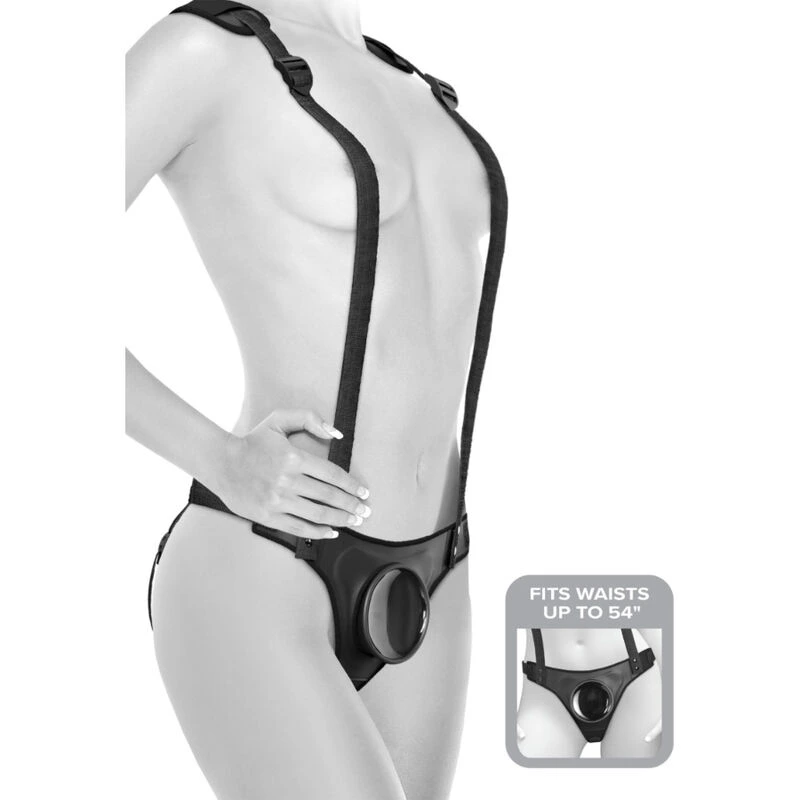 arnés con succión y hombreras dock strap on suspenders