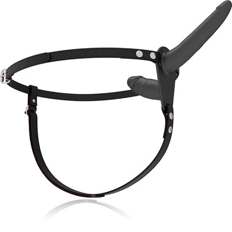 Arnes doble de 21cm y 11cm negro fetish