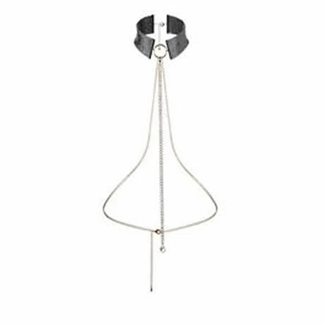 collar al pecho metalizado negro tipo joya desir metallique - detalle 3