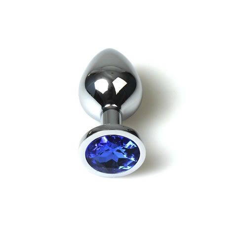 dildo anal de metal azul con bolsa secret play