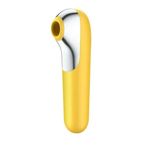 Dual love vibrador y succionador con aire pulsado amarillo