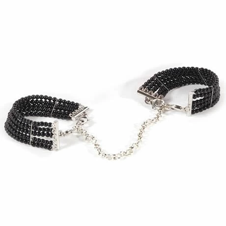 esposas metalizadas perlas negras tipo joya desir metallique - detalle 2