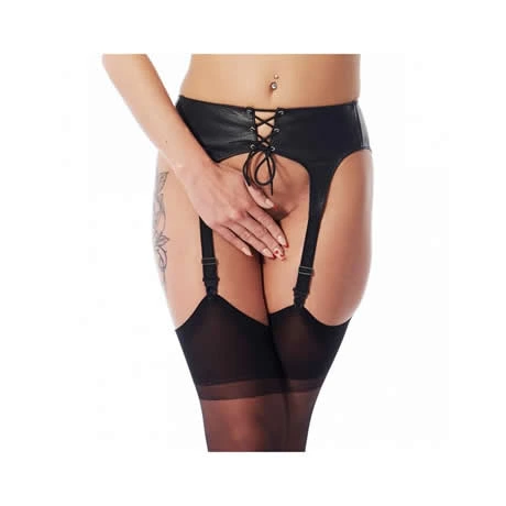 liguero de cuero ajustable negro