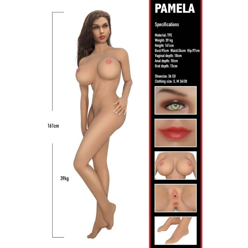 muñeca realista pelo castaño pamela banger babe - detalle 6
