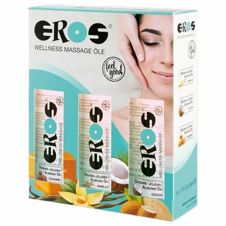 pack aceites masaje caramelo vainilla y coco eros 50 ml