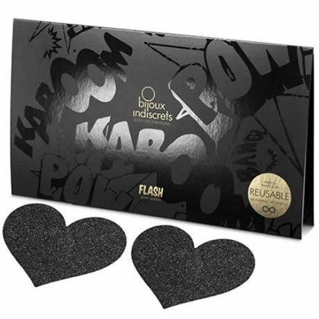 Pezoneras flash forma corazon negros bijoux 3