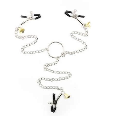 pinzas para pezones y clitoris con cadena metal