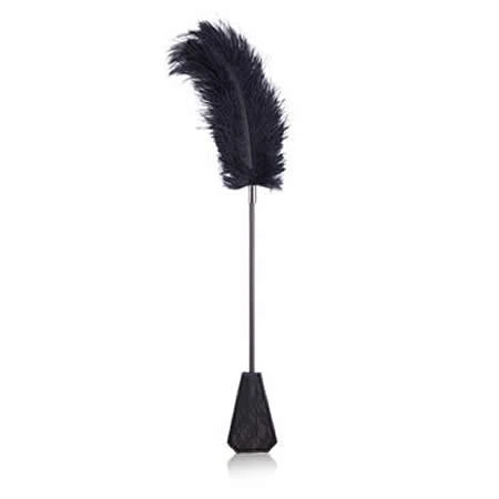 fusta con plumas y encaje 56 cm negro