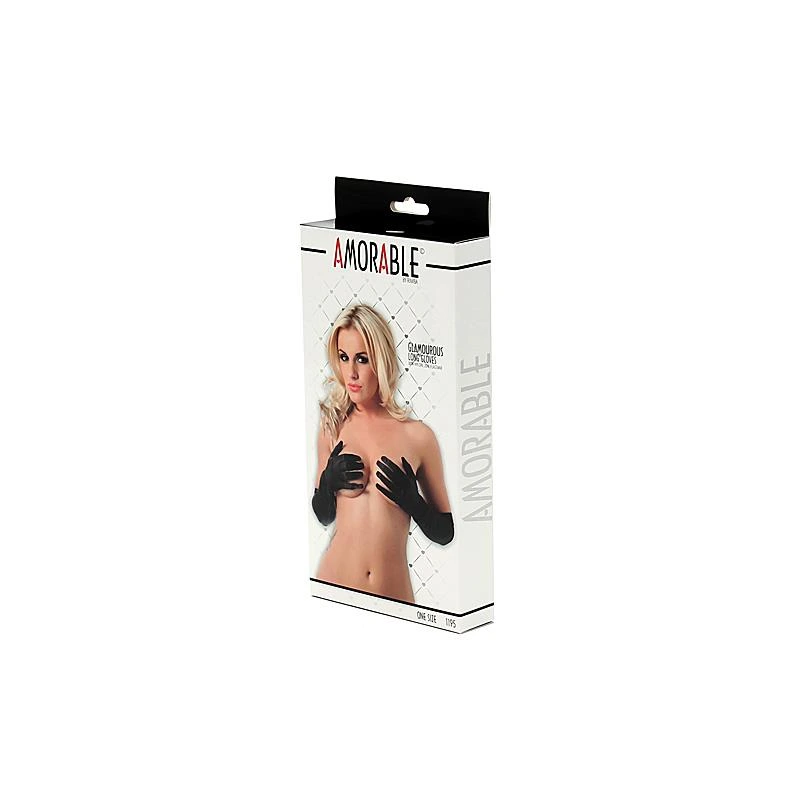 guantes largos negros talla unica - detalle 2