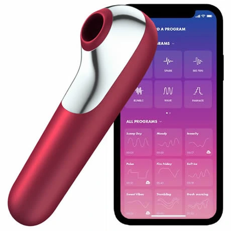 satisfyer dual love vibrador y succionador rojo