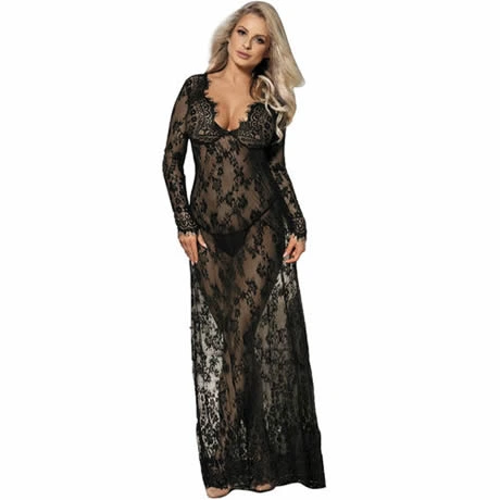 vestido largo y mangas largas transparente subblime