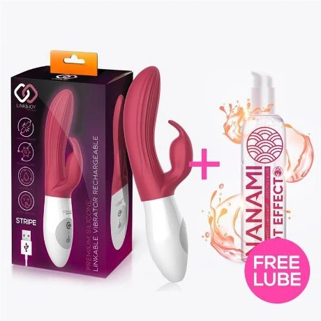 vibrador conejito rampante stripe con usb y lubricante regalo