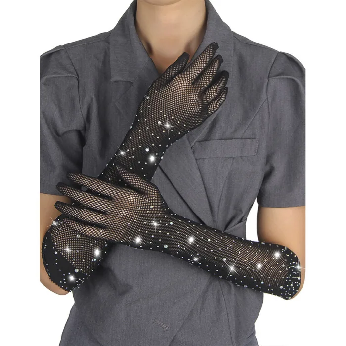 957469 GUANTES TRANSPARENTES CON BRILLO NEGRO S/M - detalle 2