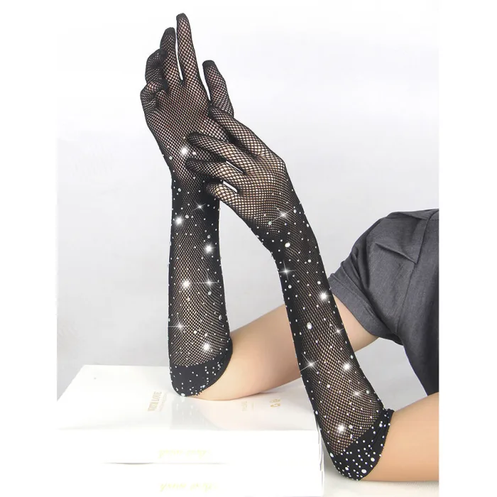 957469 GUANTES TRANSPARENTES CON BRILLO NEGRO S/M - detalle 6