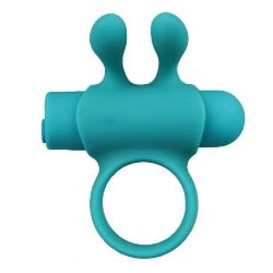 Anillo conejo de silicona recargable turquesa - detalle 3