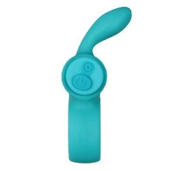 Anillo conejo de silicona recargable turquesa - detalle 2