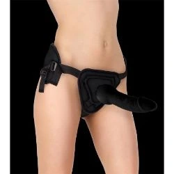 arnes con dildo de silicona ajustable negro - detalle 2