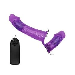 arnes con dildo doble y vibracion purpura - detalle 3