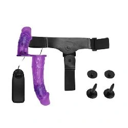 arnes con dildo doble y vibracion purpura - detalle 5