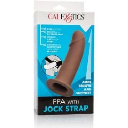 arnes con dildo hueco marron calexotics - detalle 4