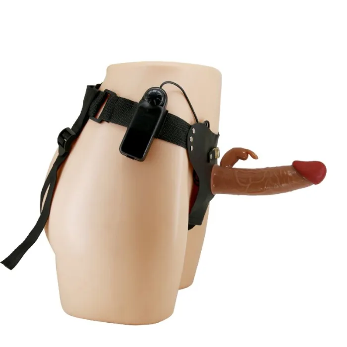 Arnés Strap On CON DILDO VIBRACIÓN 19 CM MULATO - detalle 3