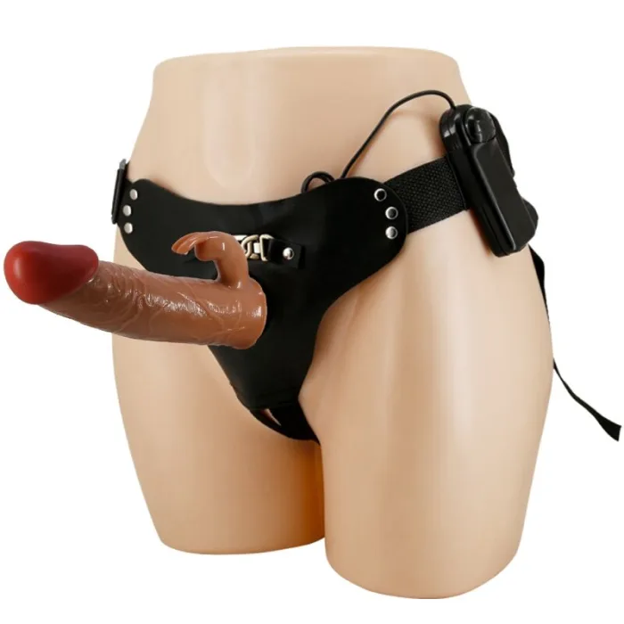 Arnés Strap On CON DILDO VIBRACIÓN 19 CM MULATO