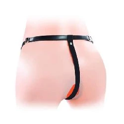 arnes con doble dildo hueco y vibracion lovetoys - detalle 3