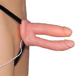 arnes con doble dildo hueco y vibracion lovetoys - detalle 4