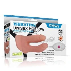 arnes con doble dildo hueco y vibracion lovetoys - detalle 6