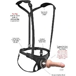 arnes con succión y hombreras dock strapon suspenders - detalle 4
