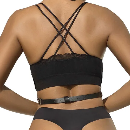 Arnés BDSM de Pecho con Cadenas Cuero Negro Sublime - detalle 2