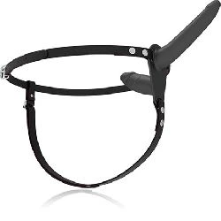 Arnes doble de 21cm y 11cm negro fetish