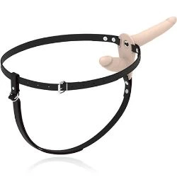 arnés sexual consolador doble con vibrador flesh up - detalle 4