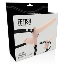 arnés sexual consolador doble con vibrador flesh up - detalle 5