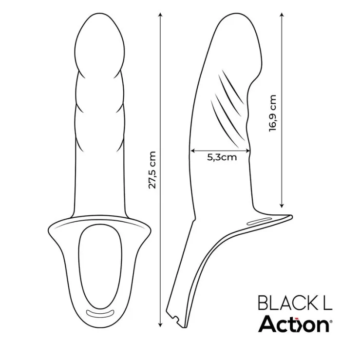 Arnés Strap on con Dildo Hueco Talla L Negro - detalle 9