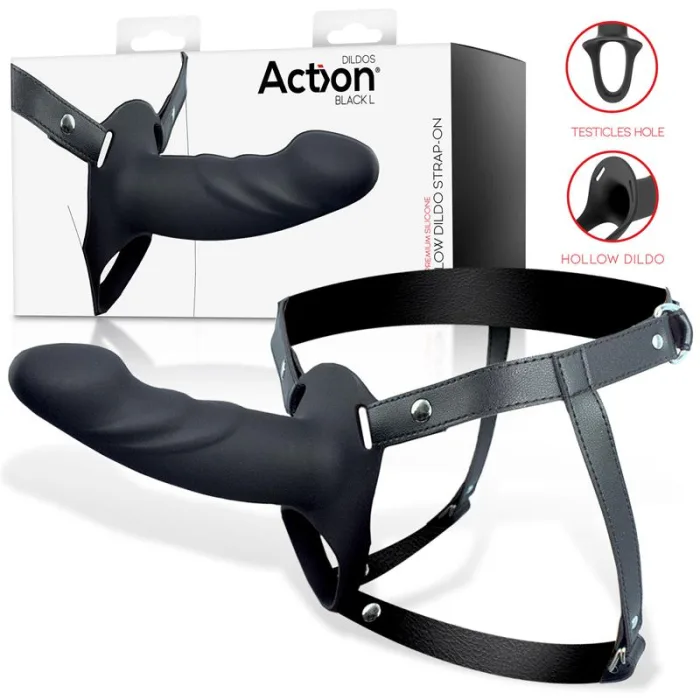Arnés Strap On con Dildo Hueco Talla L Negro