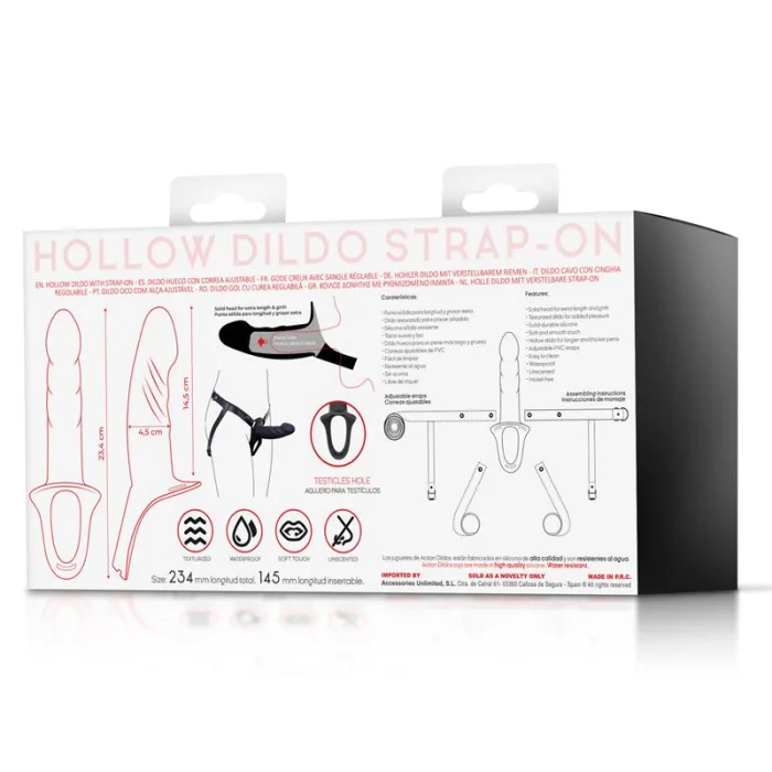 Arnés Strap On con Dildo Hueco Talla S Negro - detalle 11