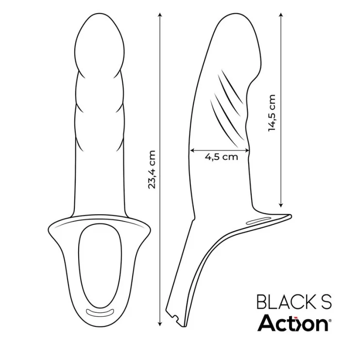 Arnés Strap On con Dildo Hueco Talla S Negro - detalle 9