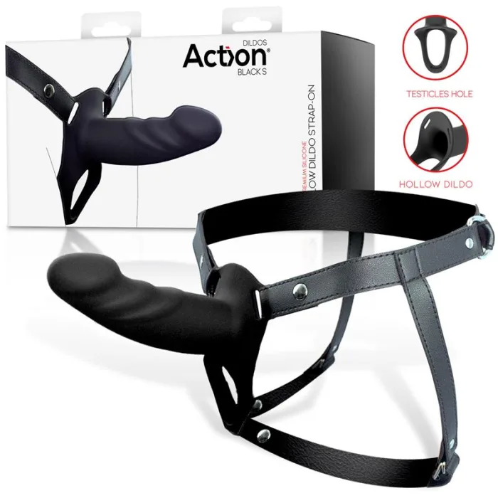 Arnés Strap On con Dildo Hueco Talla S Negro