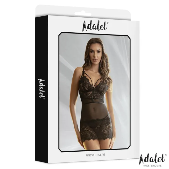 Babydoll Espalda Abierta Y Tanga Negro Lila - detalle 4