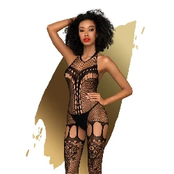 body de rejilla con liguero fancy me negro