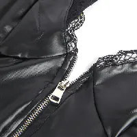 body sexy con cremallera de cuero negro - detalle 5