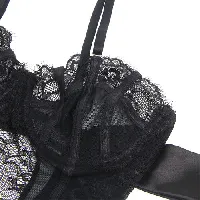 body sexy de encaje con lazos y ligas negro - detalle 5