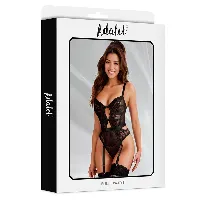 body sexy teddy con liguero grace negro - detalle 3